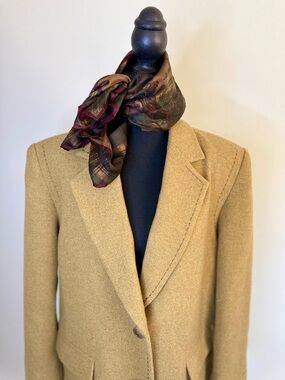 Vintage ELLE Camel Wool Blend Blazer Boxy Oversized Tailored Jacket M